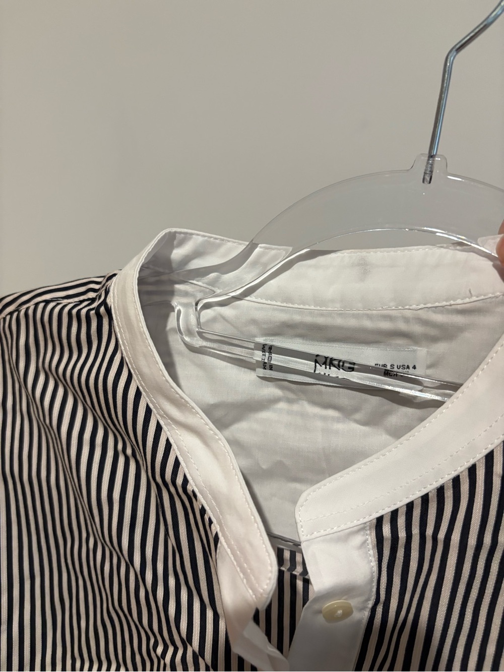 Mango MNG contrast striped button down shirt black white Size 4 - Picture 7 of 7